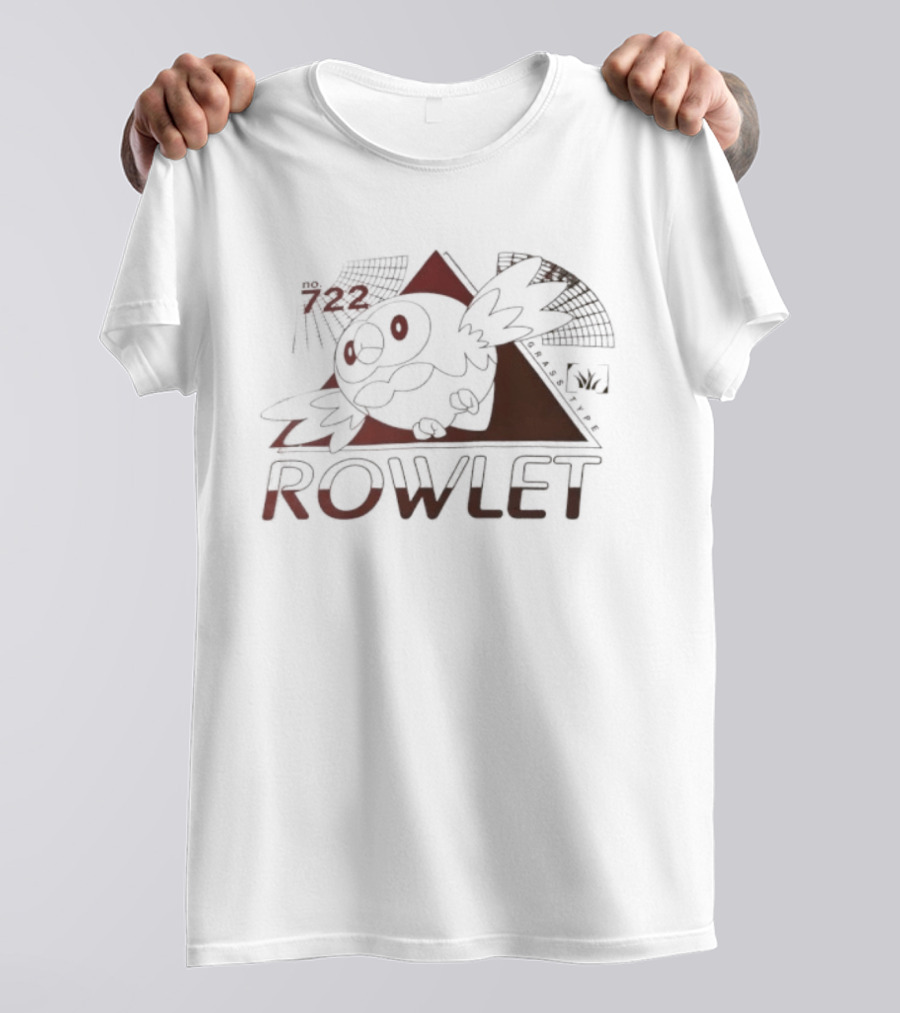 Rowlet 722 Grass Type Pokémon Triangular Art Featuring Iconic Owl T-Shirt