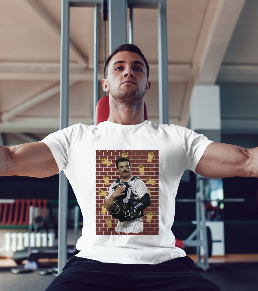 Yankees Austin Wells Catcher With Brick Wall And Burrito T-Shirt