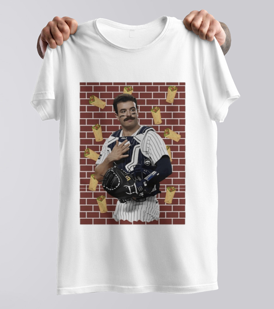 Yankees Austin Wells Catcher With Brick Wall And Burrito T-Shirt