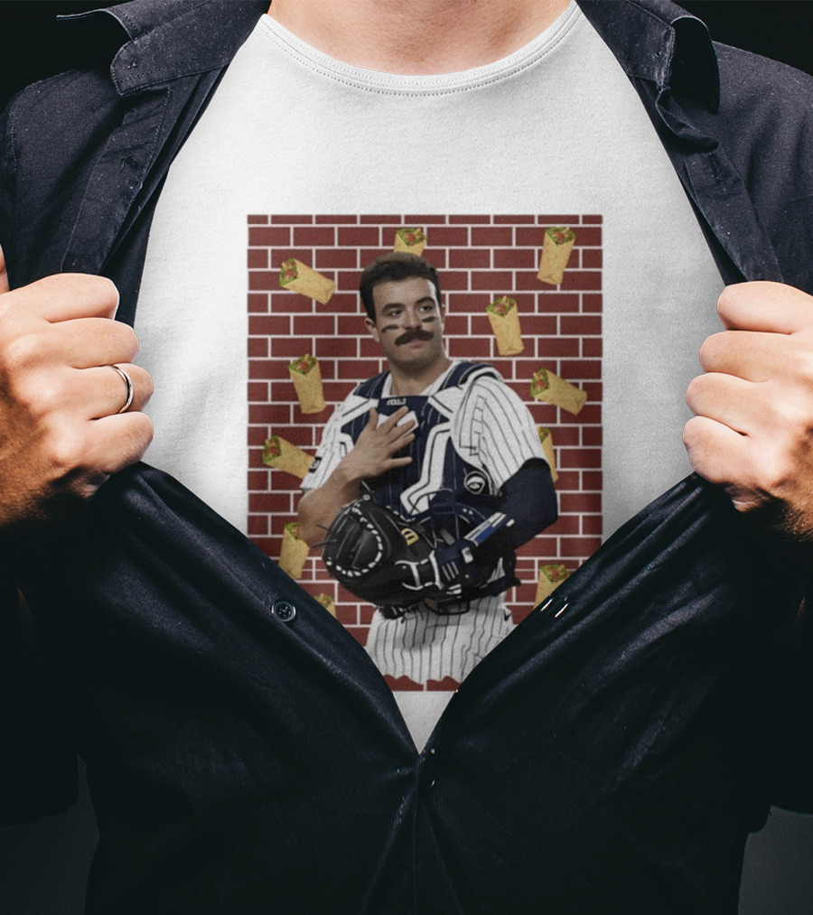 Yankees Austin Wells Catcher With Brick Wall And Burrito T-Shirt