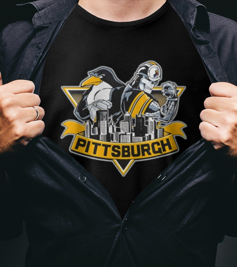 Pittsburgh Penguins Steelers City Skyline 2026 T-Shirt