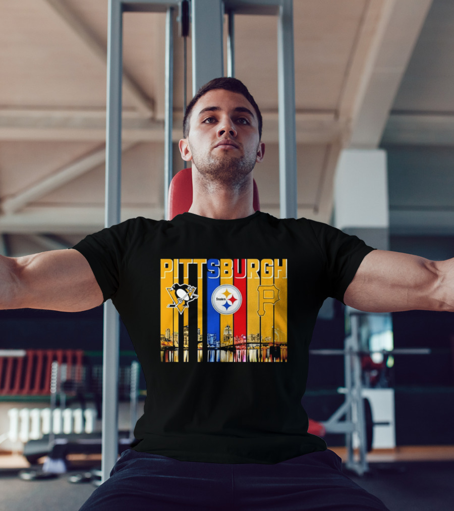 Pittsburgh Penguins Steelers Pirates City Skyline 2026 Sports Teams T-Shirt