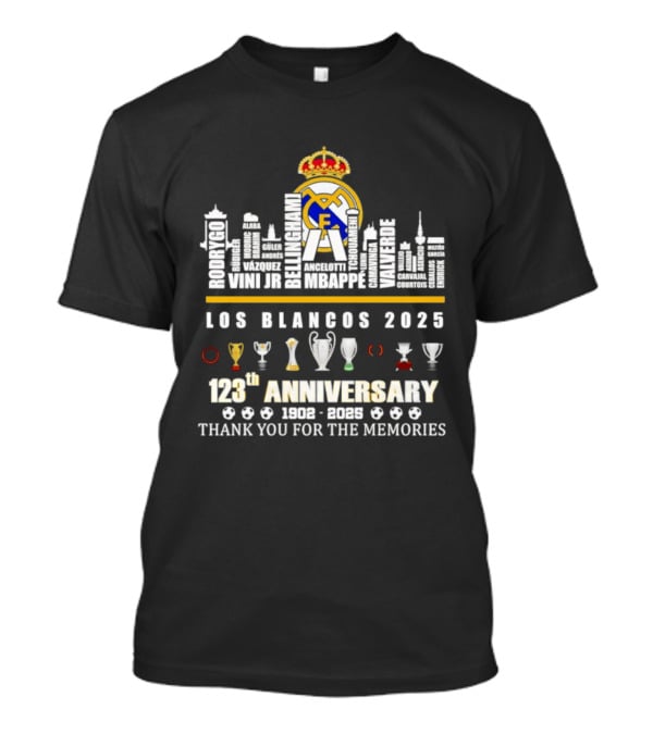 Real Madrid Los Blancos 2025 123th Anniversary 1902 2025 Thank You For The Memories T-Shirt