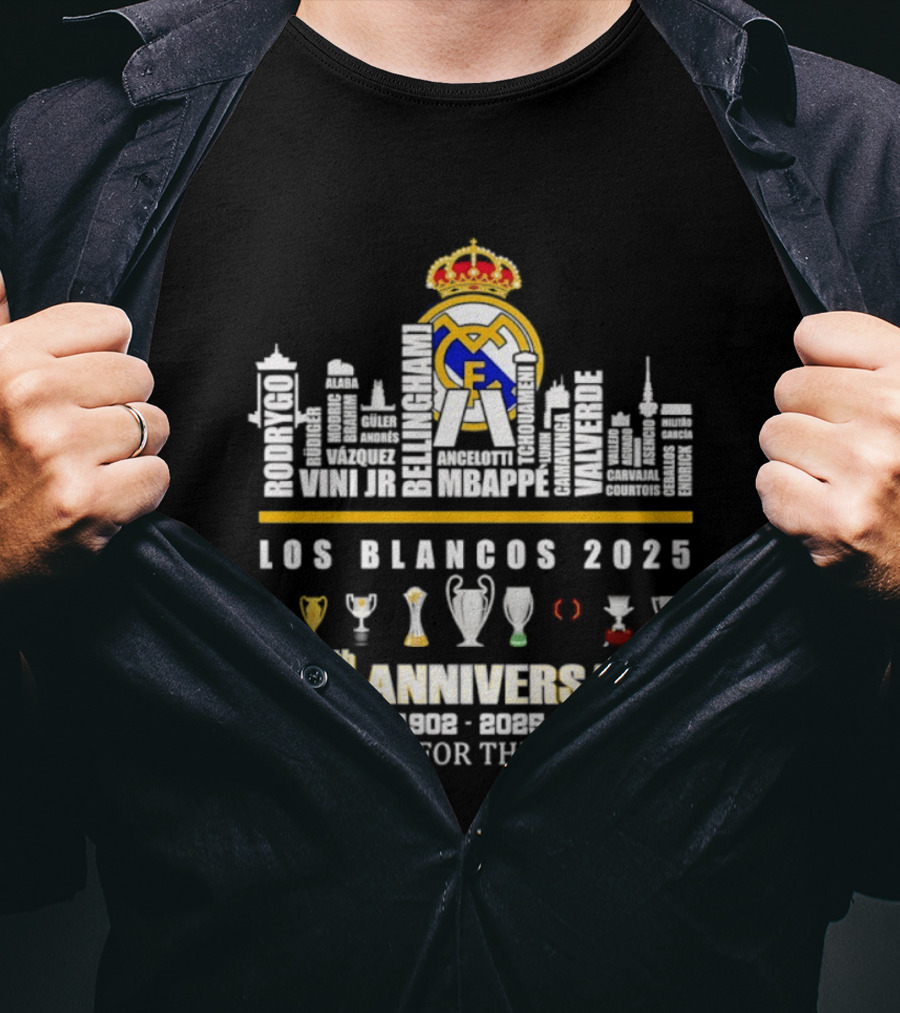 Real Madrid Los Blancos 2025 123th Anniversary 1902 2025 Thank You For The Memories T-Shirt