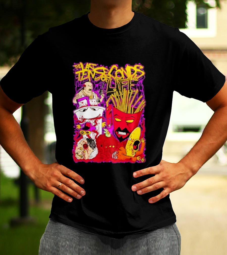The Last Ten Seconds Of Life Aqua Teen Hunger Force Characters Frylock Master Shake Meatwad Carl T-Shirt