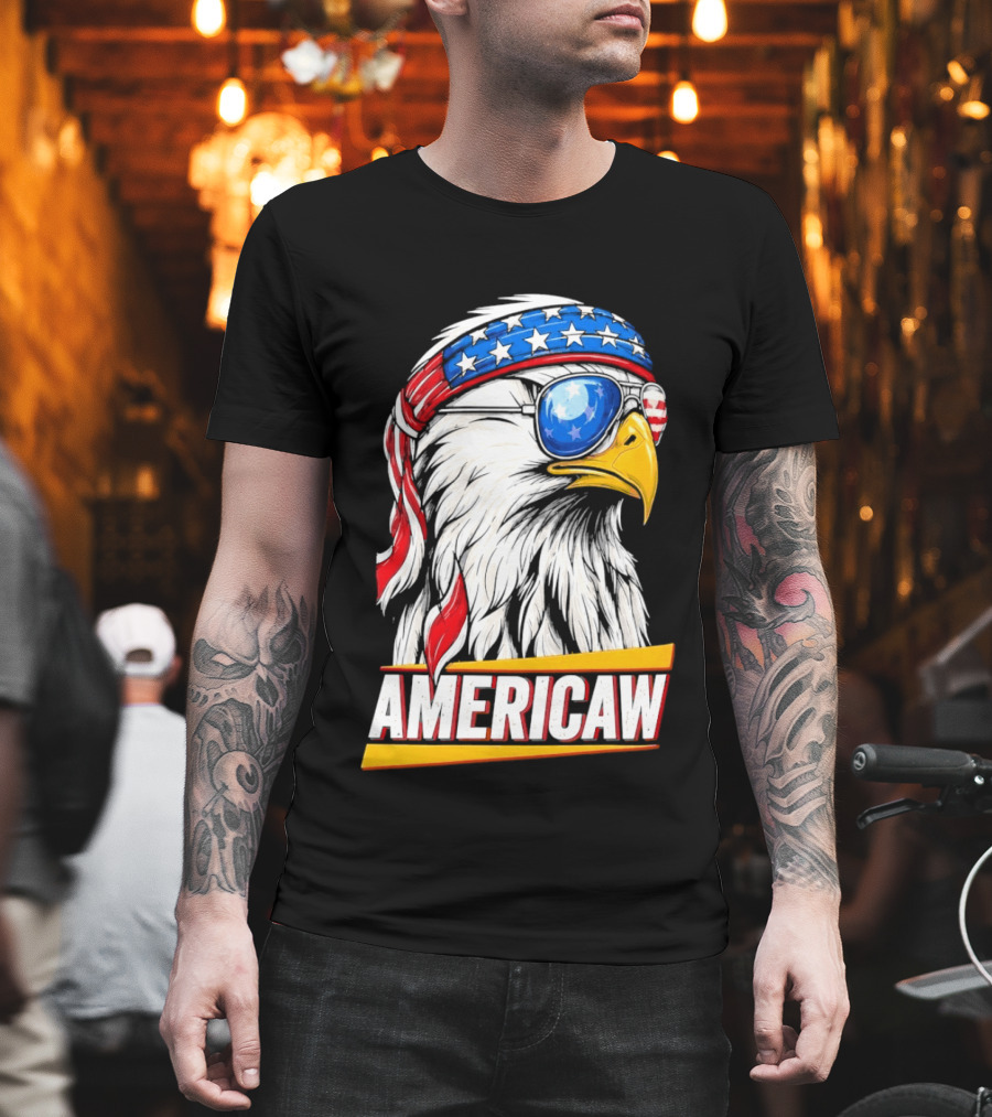 Bald Eagle Americaw Bandana American Flag USA T-Shirt