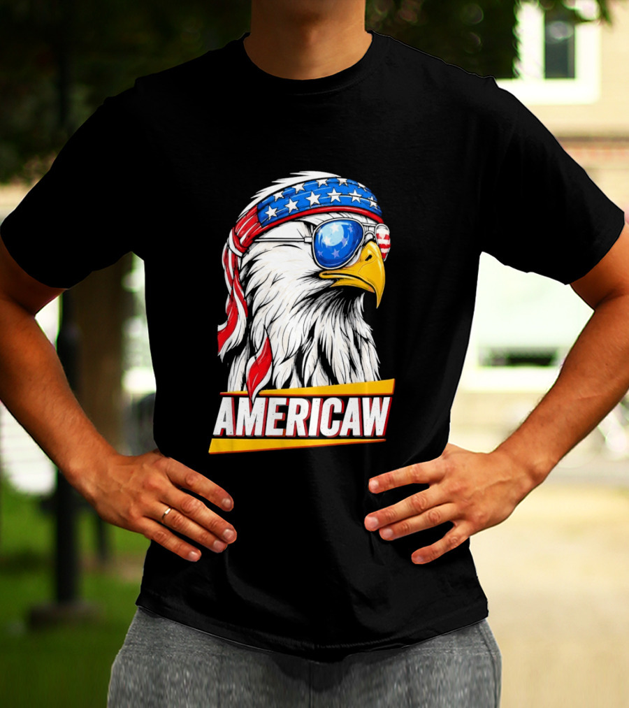 Bald Eagle Americaw Bandana American Flag USA T-Shirt