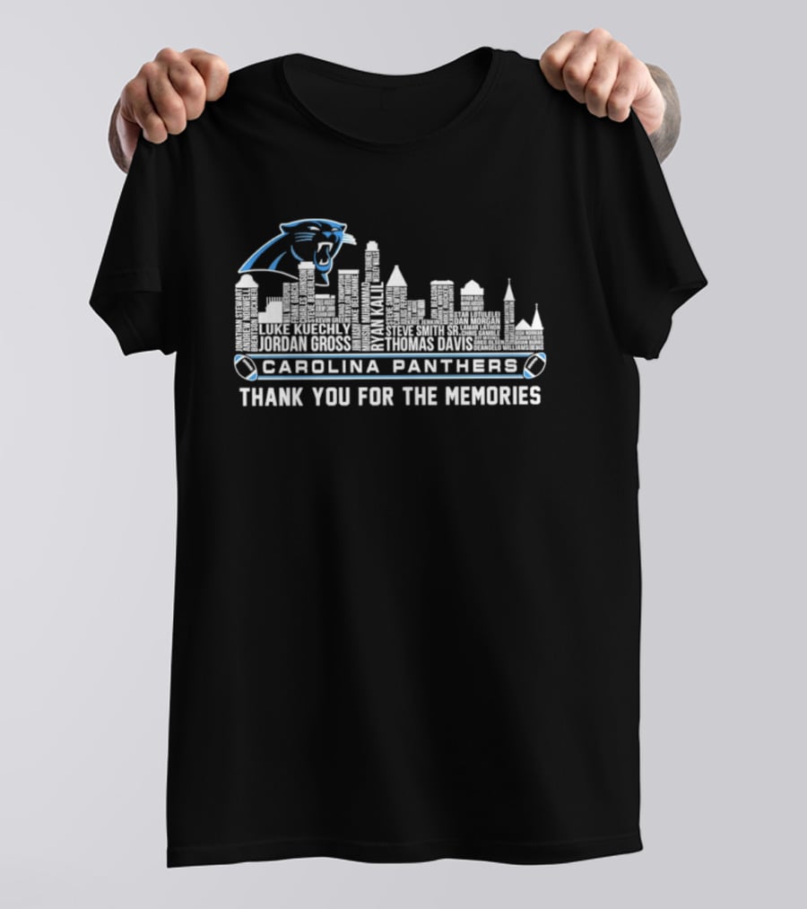 Carolina Panthers City Skyline Player Names Thank You For The Memories T-Shirt