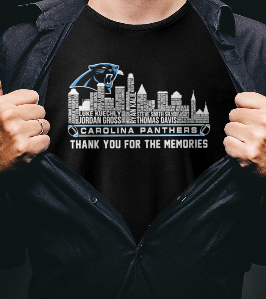 Carolina Panthers City Skyline Player Names Thank You For The Memories T-Shirt