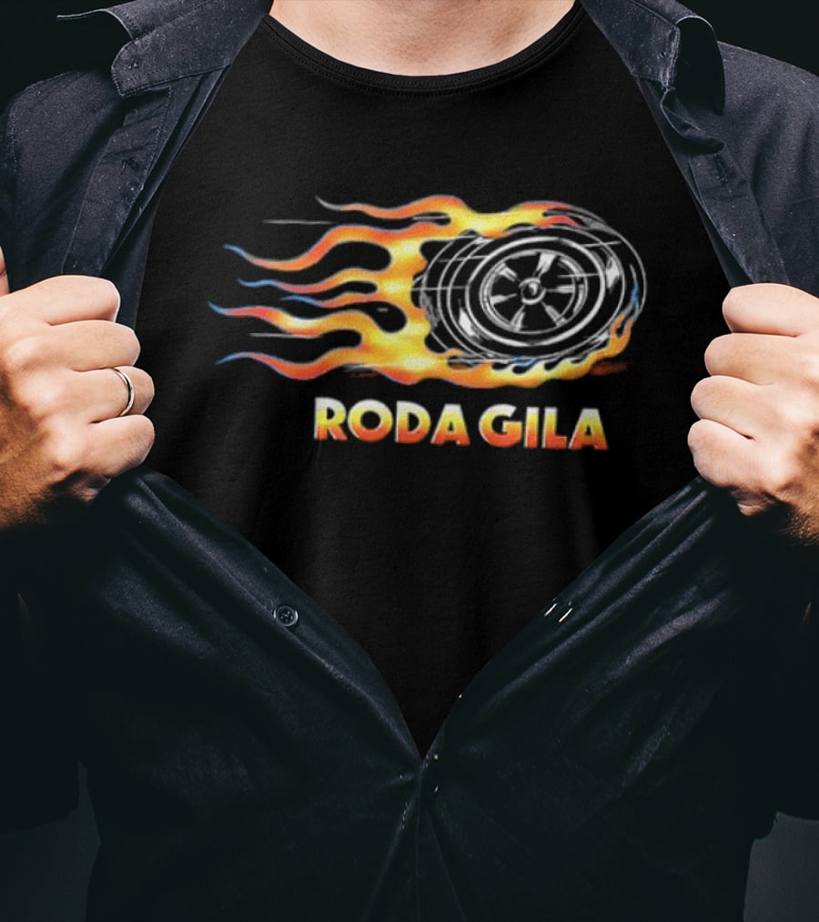 Roda Gila Kelompok Penerbang Roket Motorbike Flame Wheel Graphic 2 Sided T-Shirt