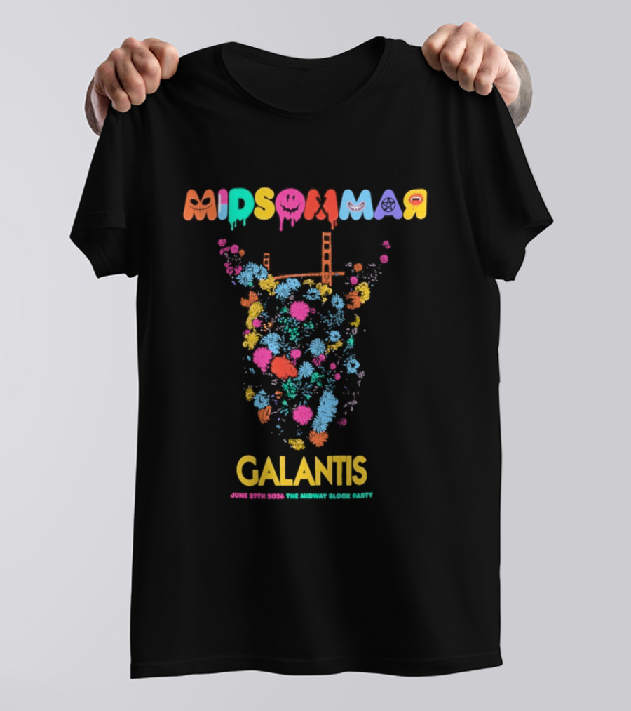 Midsommar Galantis Midway Block Party 2026 Vibrant Paint Explosion T-Shirt