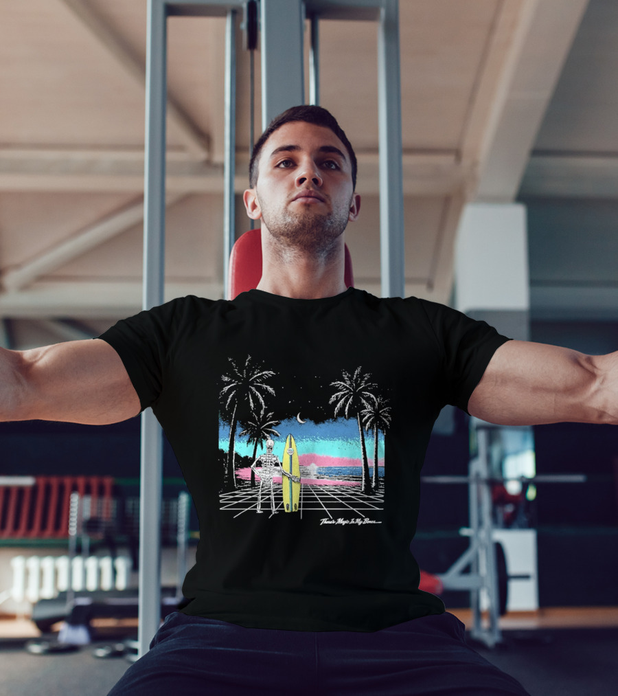 Imagine Dragons There's Magic In My Bones Retro Tropical Surf Scene Palms Sunset Ocean Beach Moon Surfer T-Shirt
