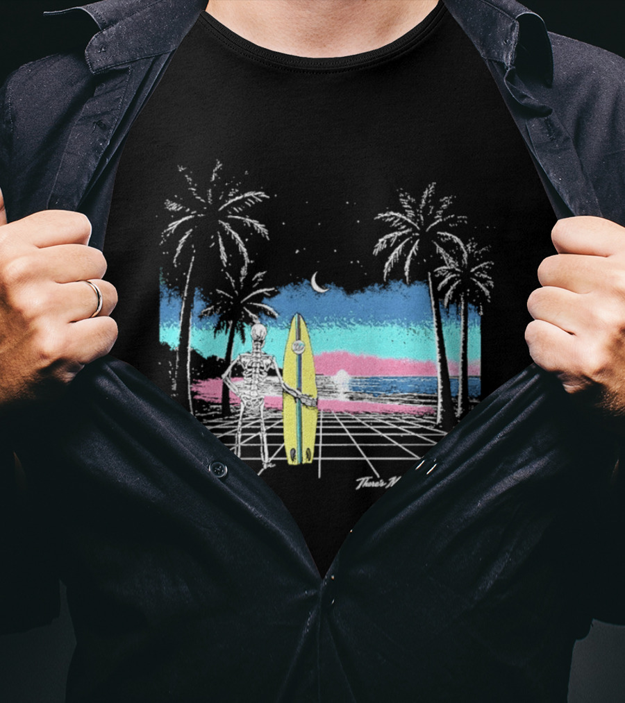 Imagine Dragons There's Magic In My Bones Retro Tropical Surf Scene Palms Sunset Ocean Beach Moon Surfer T-Shirt