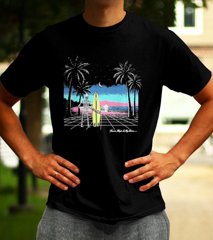 Imagine Dragons There's Magic In My Bones Retro Tropical Surf Scene Palms Sunset Ocean Beach Moon Surfer T-Shirt