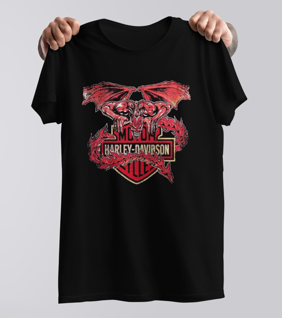 Warren Lotas Harley Davidson Gargoyle Motor Cycles T-Shirt