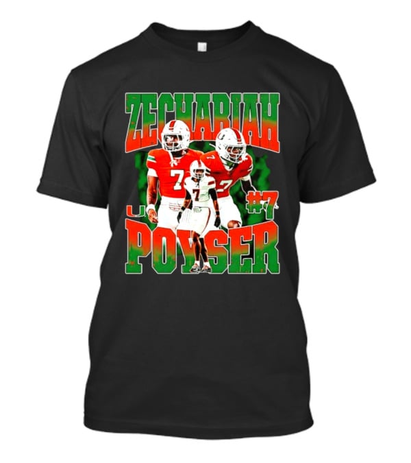 Zechariah Poyser #7 Miami Hurricanes Football Player NCAA T-Shirt