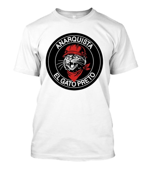 ANARQUISTA EL GATO PRETO Red Bandana Helmet Cat Meme T-Shirt