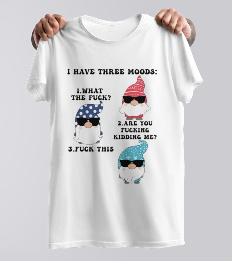 I Have Three Moods What The Fuck Are You Fucking Kidding Me Fuck This Gnome T-Shirt