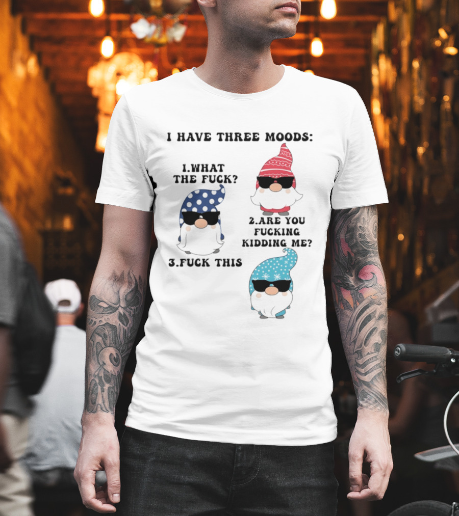 I Have Three Moods What The Fuck Are You Fucking Kidding Me Fuck This Gnome T-Shirt