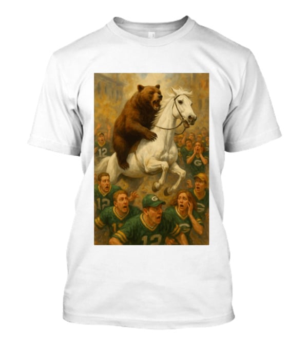 Bear Riding Horse Surprising Green Bay Packers Fans NFL Humor T-Shirt