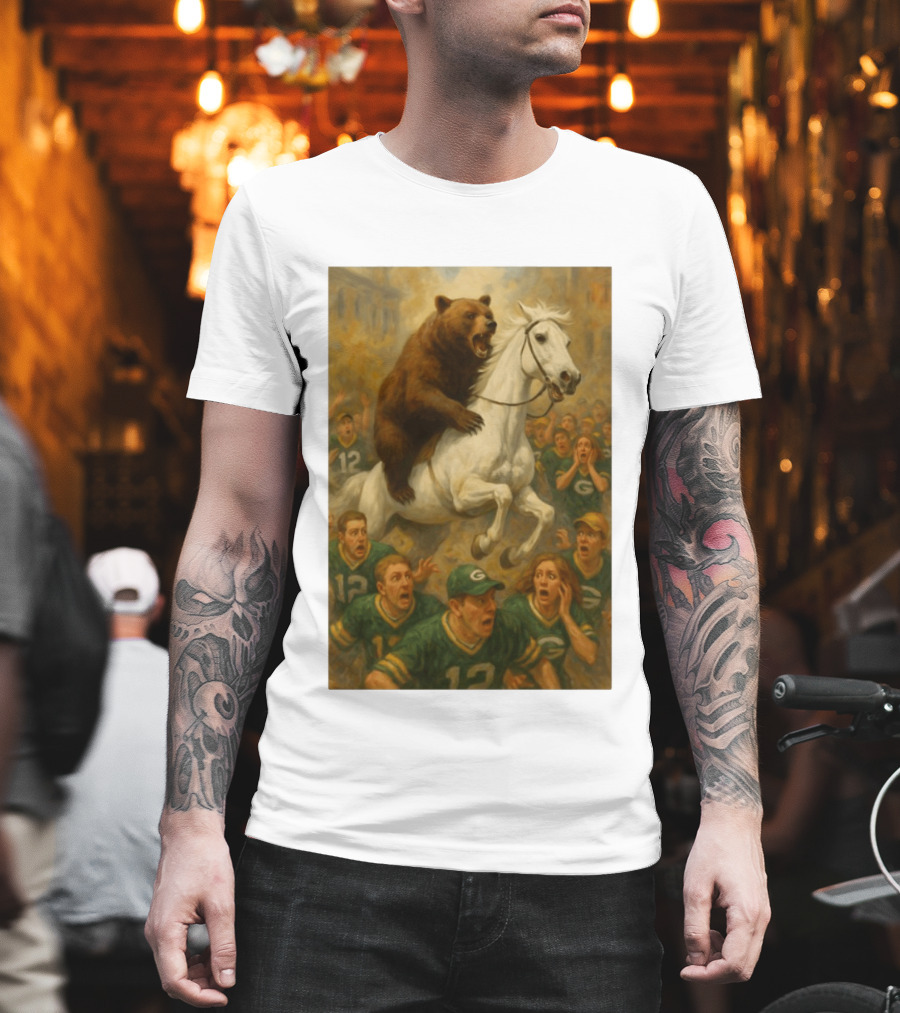 Bear Riding Horse Surprising Green Bay Packers Fans NFL Humor T-Shirt