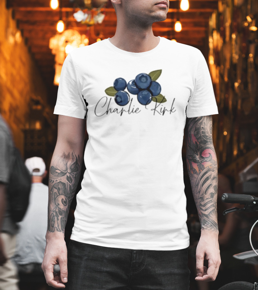 He Is On A Work Trip With Jesus Charlie Kirk 1993 2025 Blueberries T-Shirt