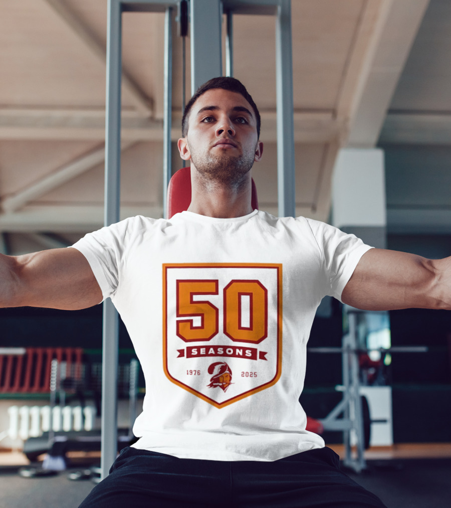 Bucky Irving 7 Tampa Bay Buccaneers 50 Seasons 1976 2025 T-Shirt