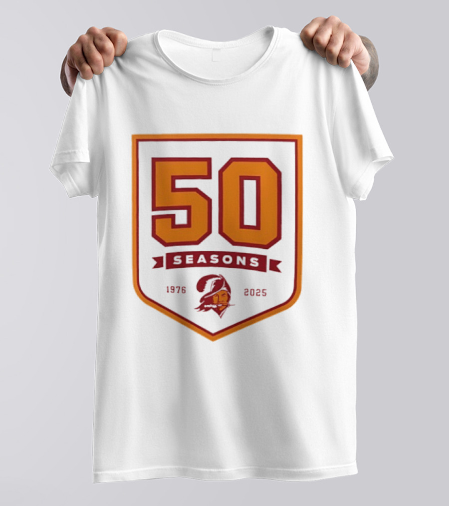Bucky Irving 7 Tampa Bay Buccaneers 50 Seasons 1976 2025 T-Shirt