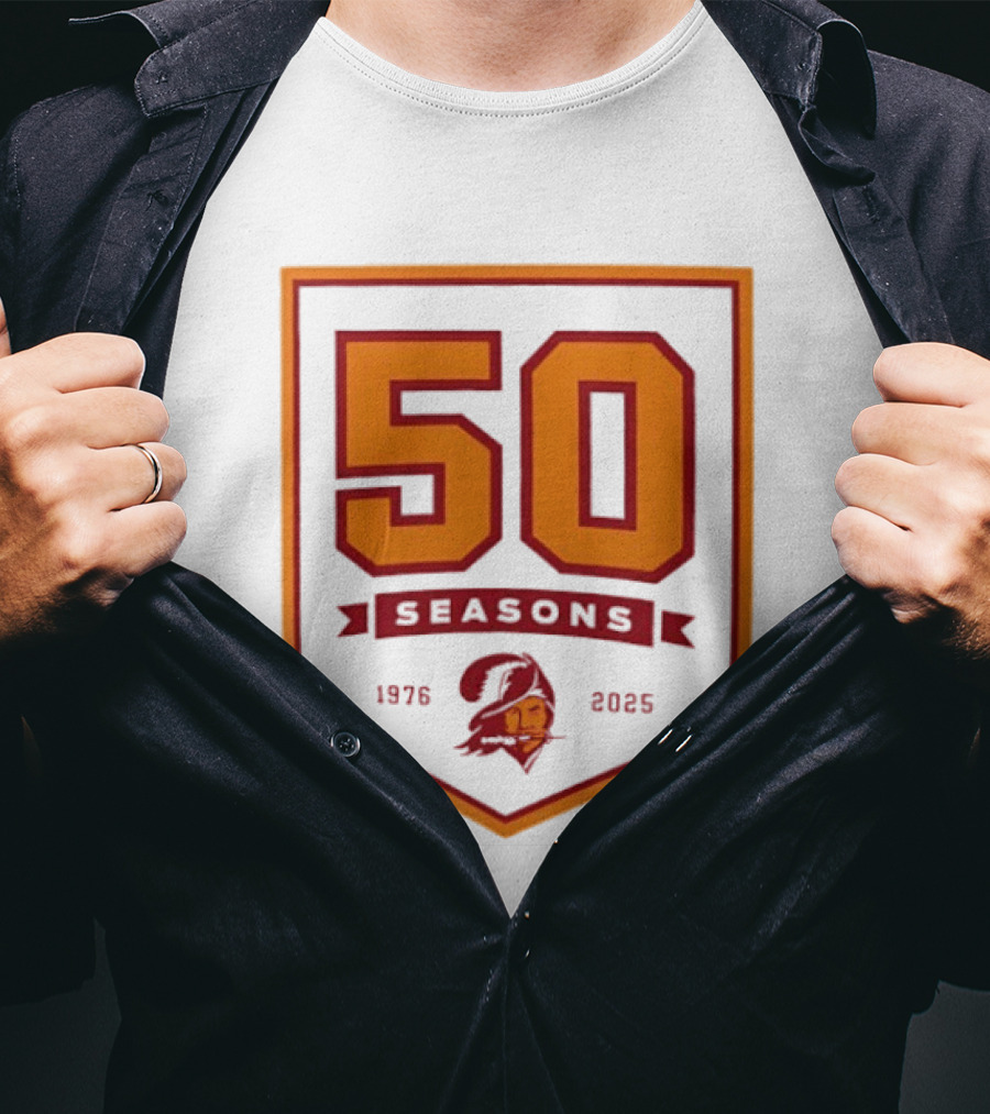 Bucky Irving 7 Tampa Bay Buccaneers 50 Seasons 1976 2025 T-Shirt