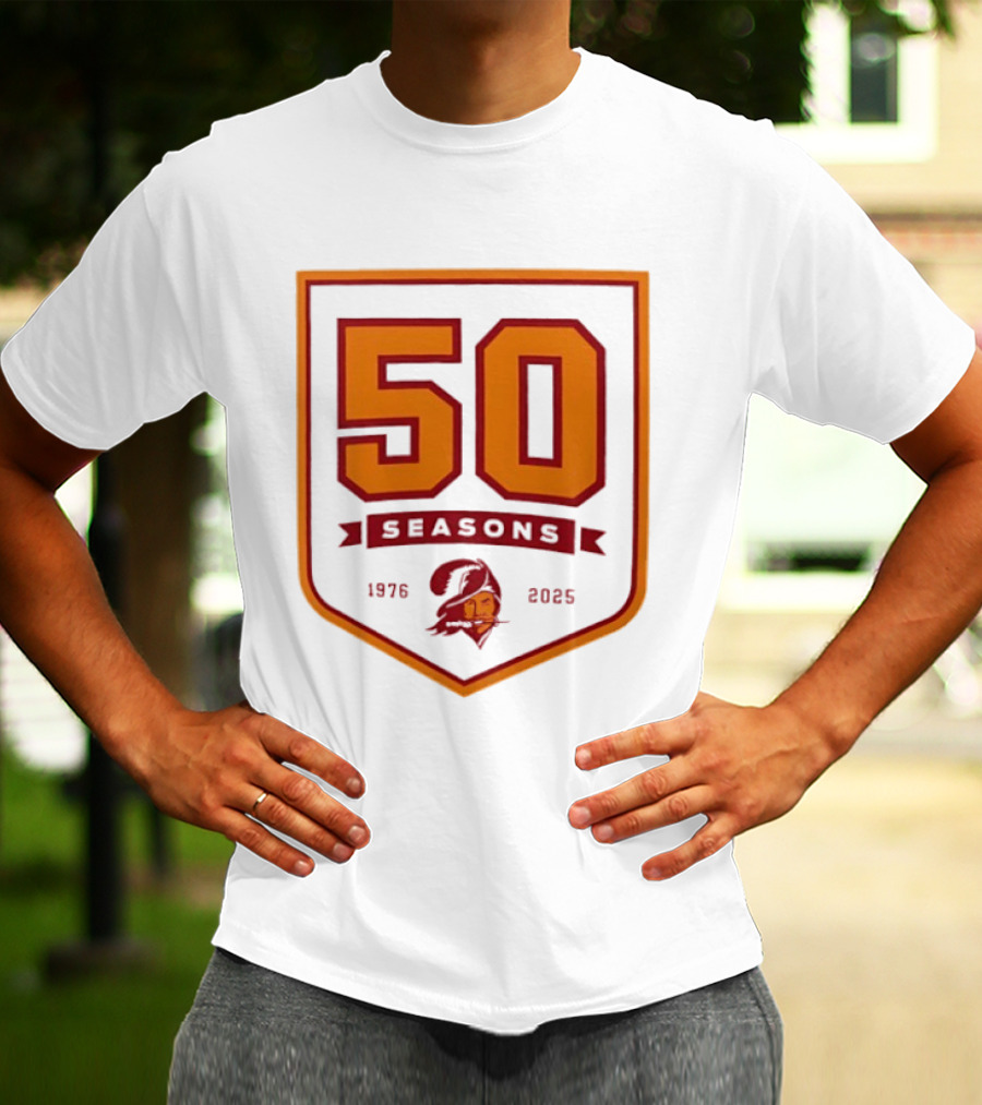 Bucky Irving 7 Tampa Bay Buccaneers 50 Seasons 1976 2025 T-Shirt
