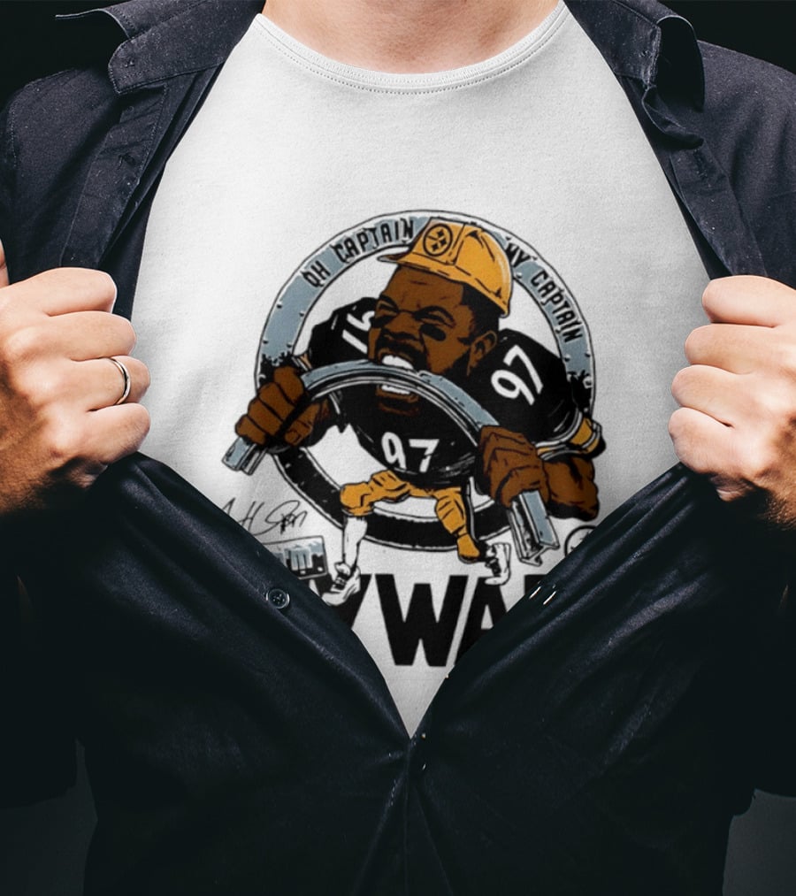 Pittsburgh Steelers Captain Cam Heyward Caricature NFL Number 97 T-Shirt