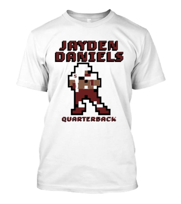 Jayden Daniels 5 Washington Commanders Quarterback Pixel T-Shirt