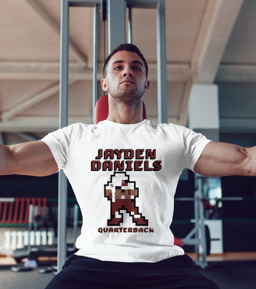 Jayden Daniels 5 Washington Commanders Quarterback Pixel T-Shirt