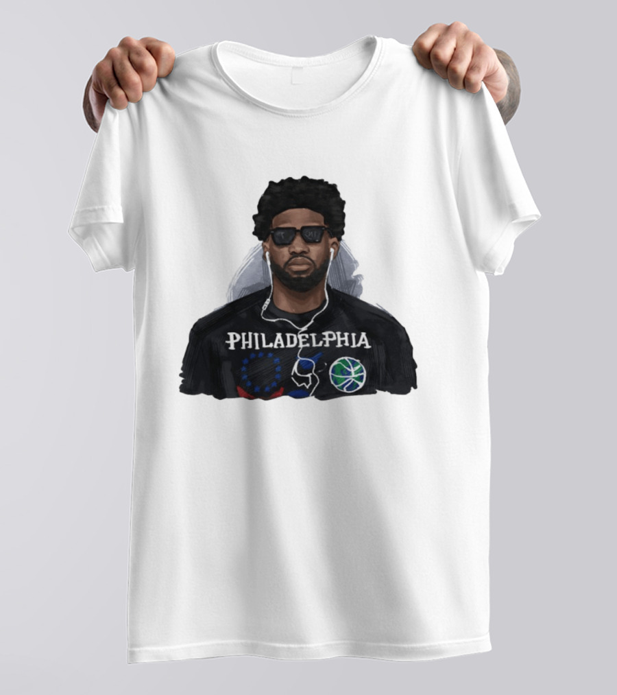 Philadelphia Joel Embiid Wired Earphones Basketball 76ers T-Shirt