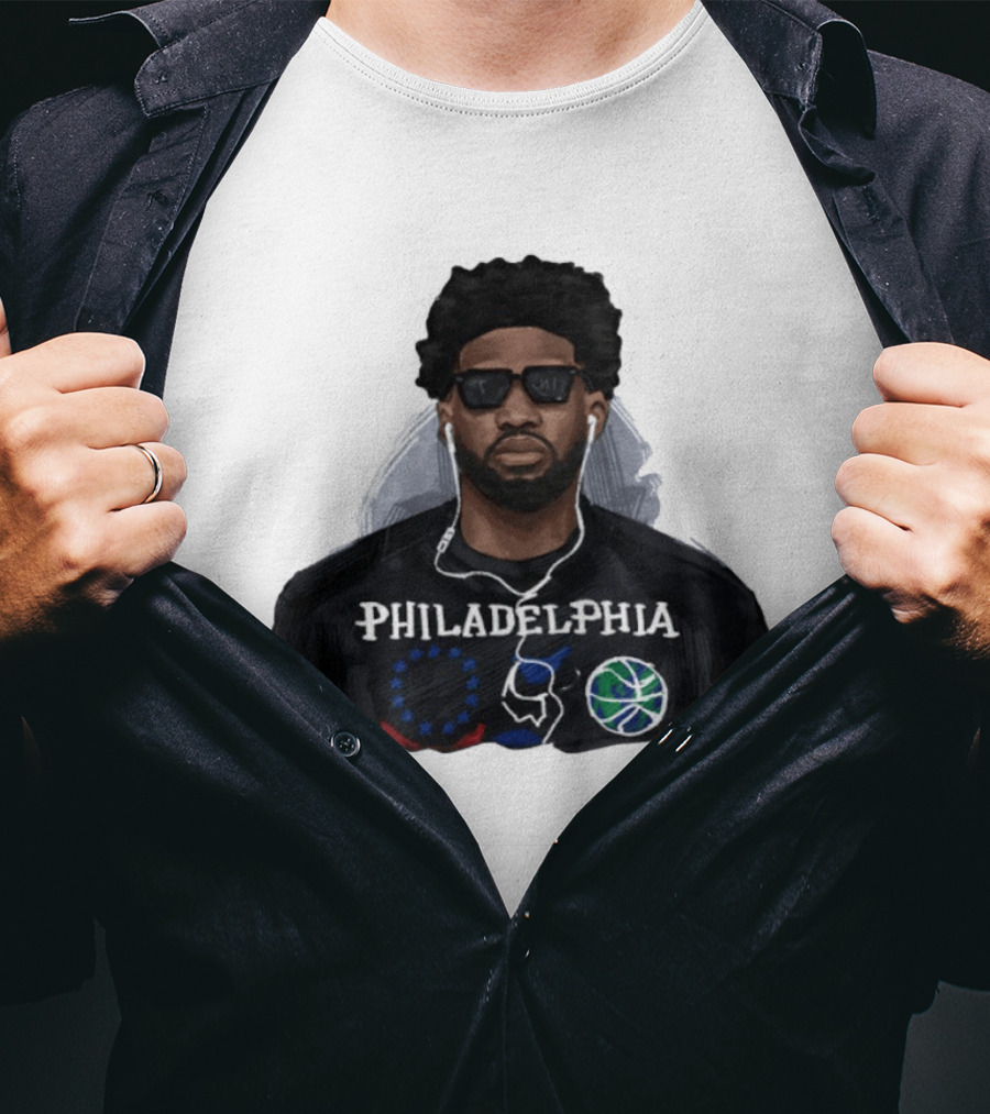 Philadelphia Joel Embiid Wired Earphones Basketball 76ers T-Shirt