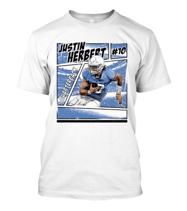 Justin Herbert #10 Quarterback Los Angeles Chargers Comic T-Shirt
