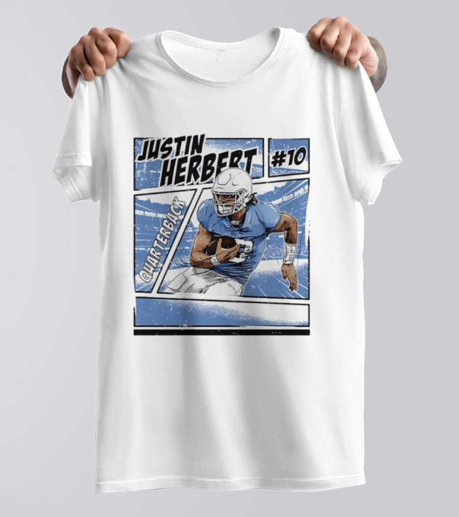 Justin Herbert #10 Quarterback Los Angeles Chargers Comic T-Shirt