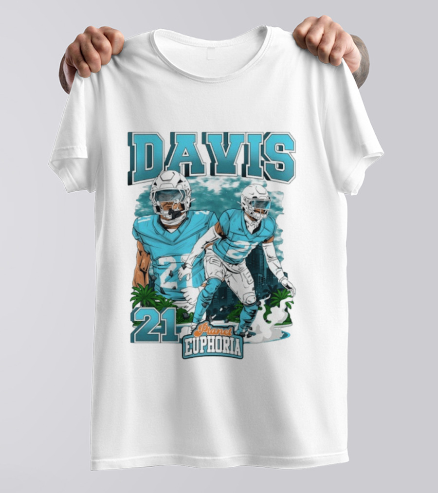 Davis 21 Planet Euphoria Football Player Miami Dolphins T-Shirt