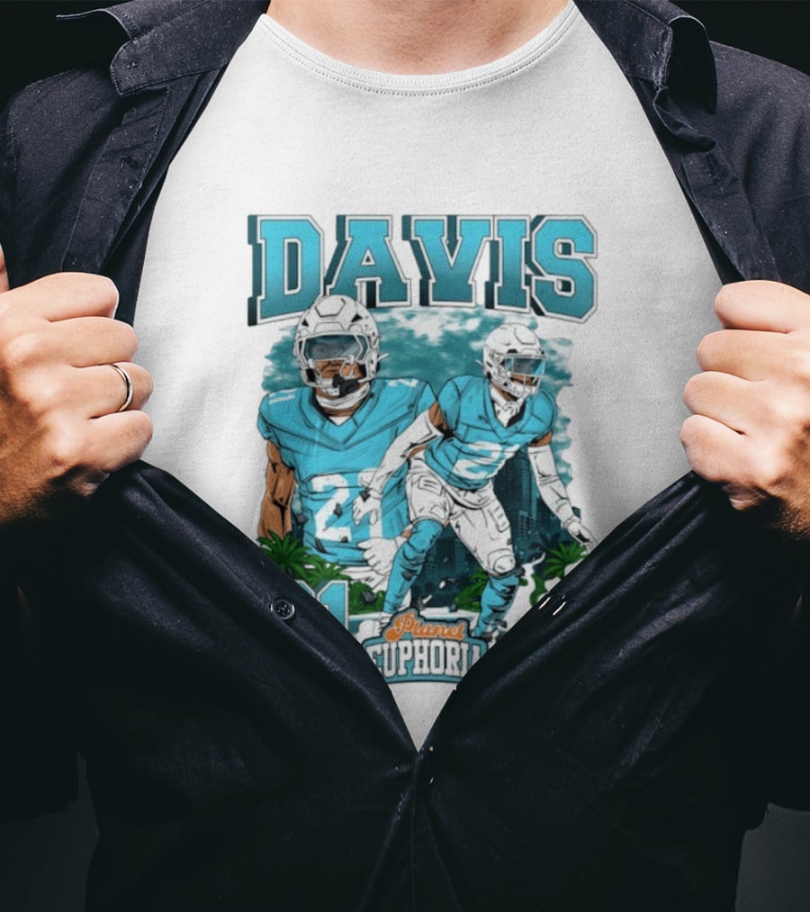 Davis 21 Planet Euphoria Football Player Miami Dolphins T-Shirt