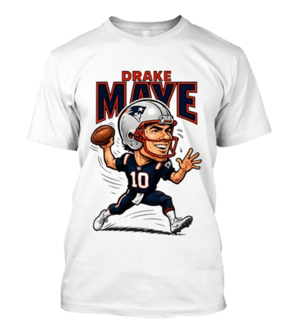 Drake Maye Football Caricature 10 Quarterback T-Shirt