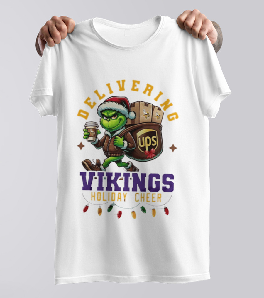 Delivering Vikings Holiday Cheer Grinch UPS Christmas T-Shirt