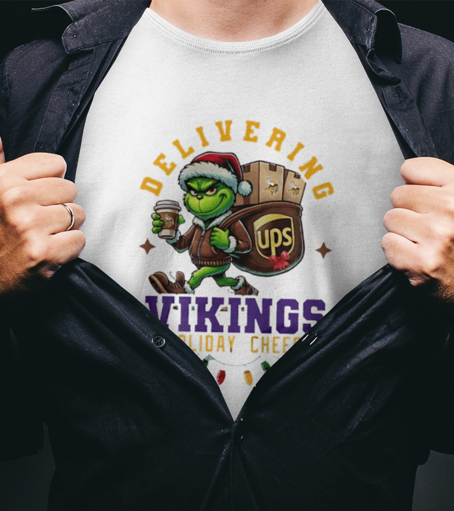 Delivering Vikings Holiday Cheer Grinch UPS Christmas T-Shirt