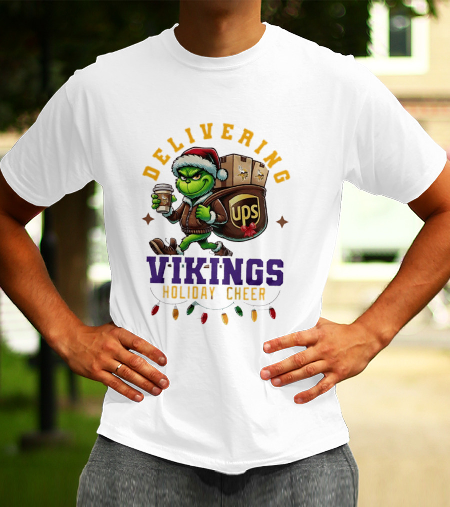Delivering Vikings Holiday Cheer Grinch UPS Christmas T-Shirt