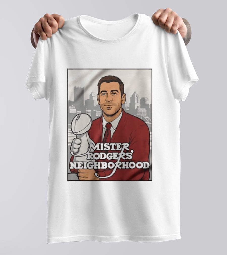 Mister Rodgers Neighborhood Aaron Rodgers Pittsburgh Skyline T-Shirt