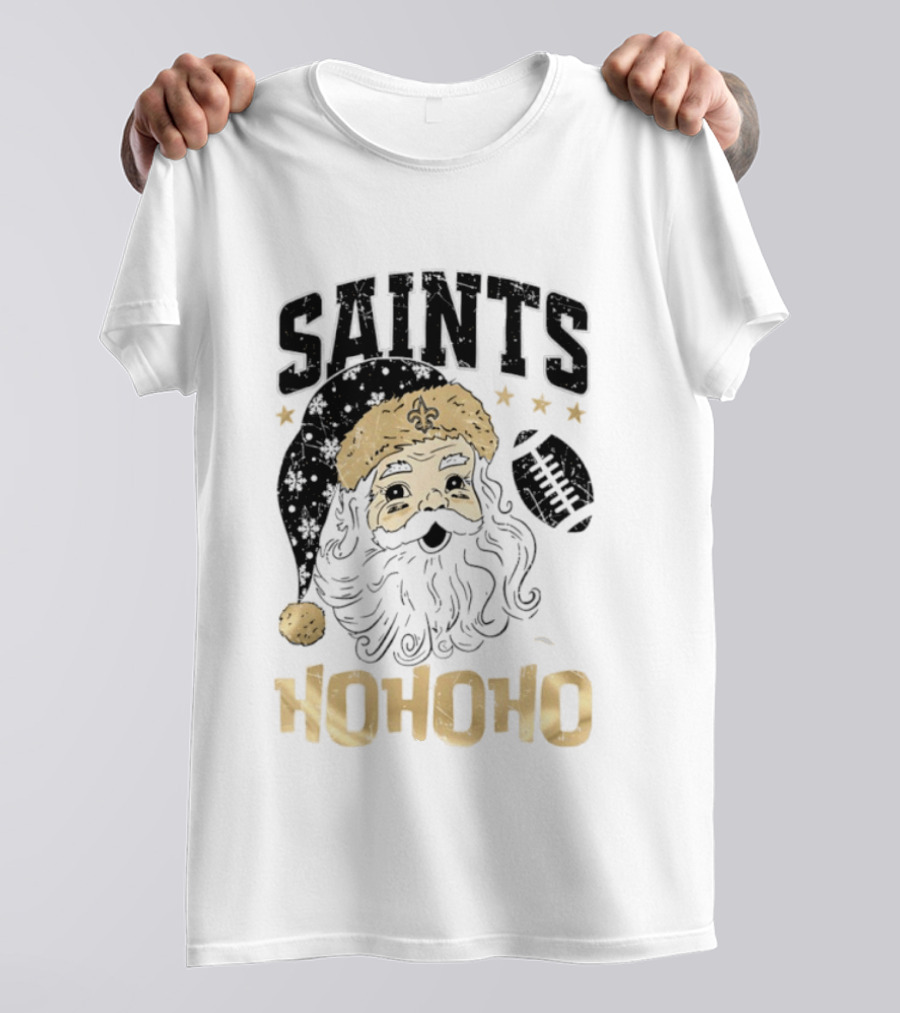 New Orleans Saints Santa Claus Ho Ho Ho Merry Christmas Football T-Shirt