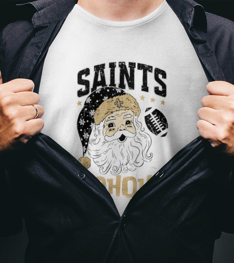 New Orleans Saints Santa Claus Ho Ho Ho Merry Christmas Football T-Shirt