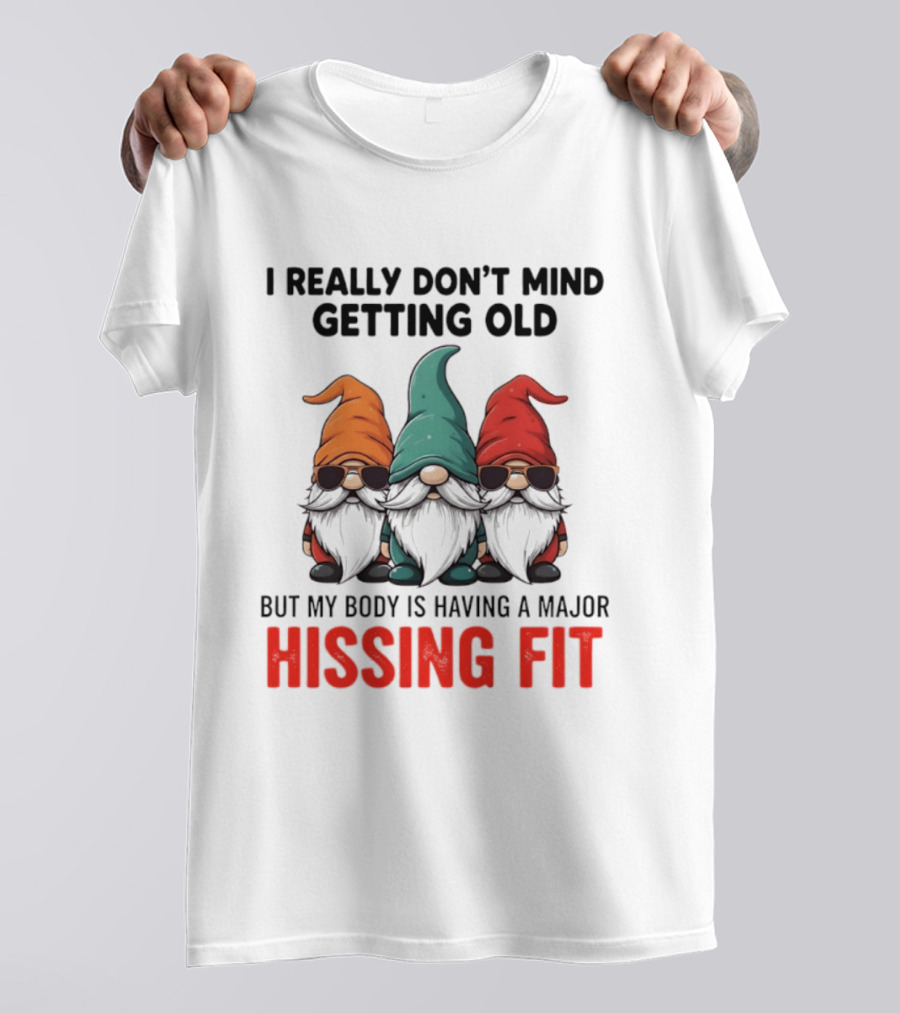 I Really Don't Mind Getting Old Gnome Christmas But My Body Is Having A Major Hissing Fit T-Shirt