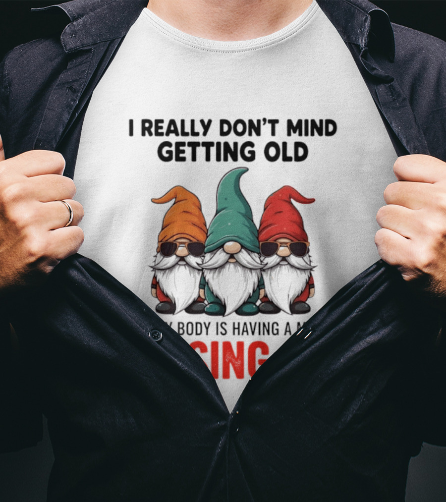 I Really Don't Mind Getting Old Gnome Christmas But My Body Is Having A Major Hissing Fit T-Shirt