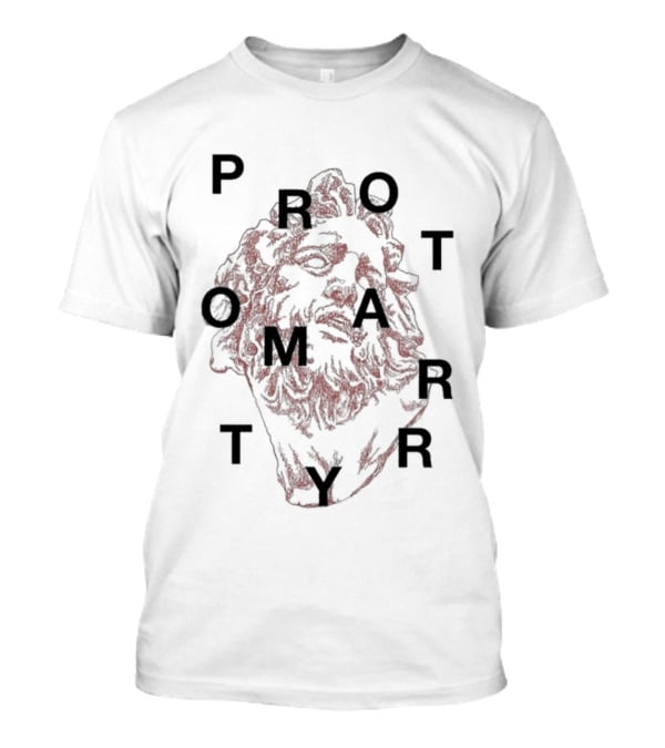 Protomartyr Artistic Statue Motif With Text Overlay T-Shirt