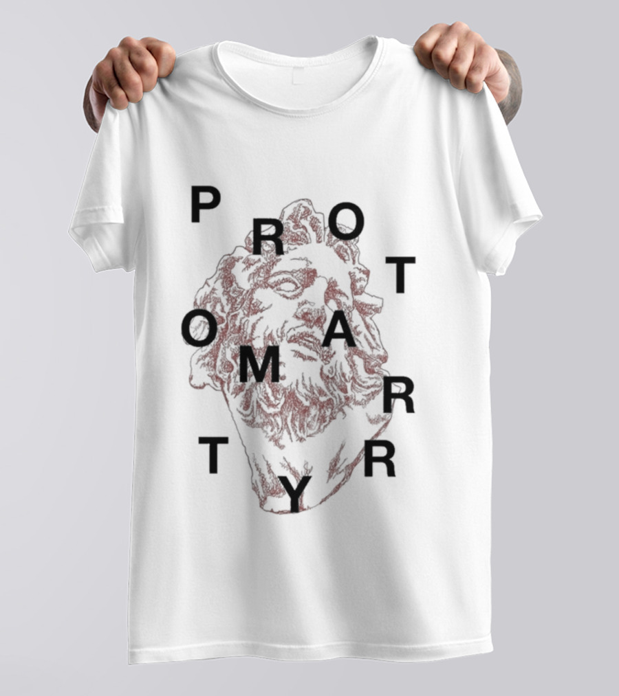 Protomartyr Artistic Statue Motif With Text Overlay T-Shirt